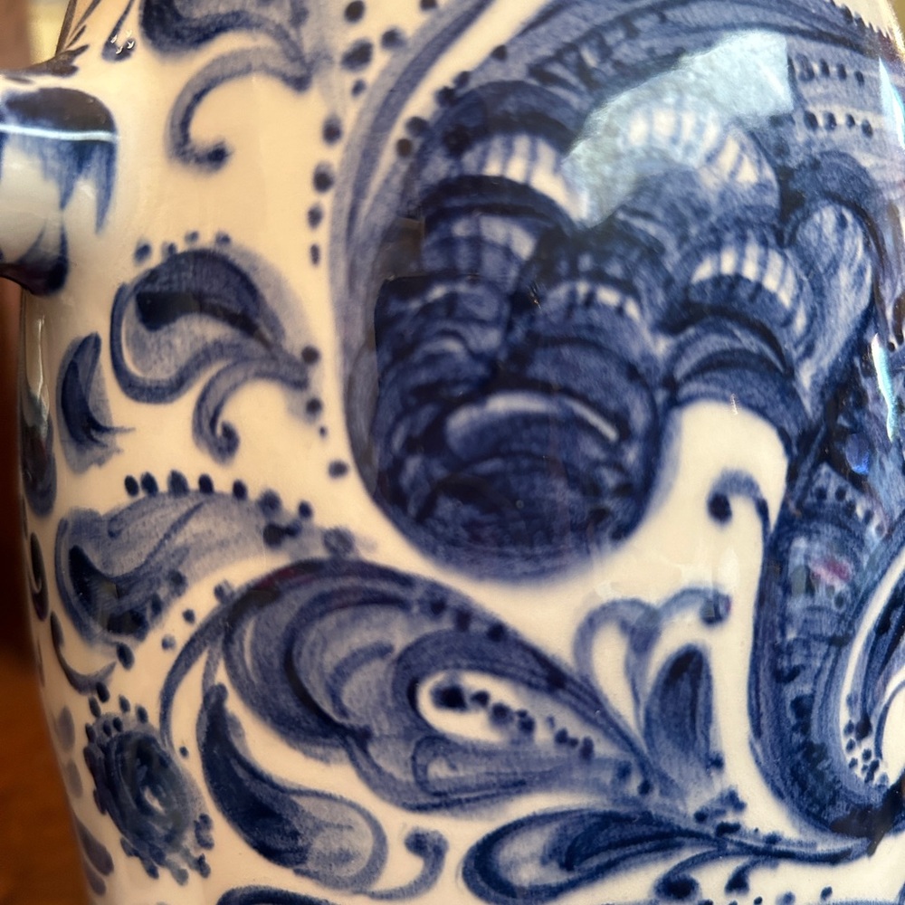 TUROV One-of-a-Kind Hand Painted Ceramic Pitcher Delft Blue. - Picture 7 of 9